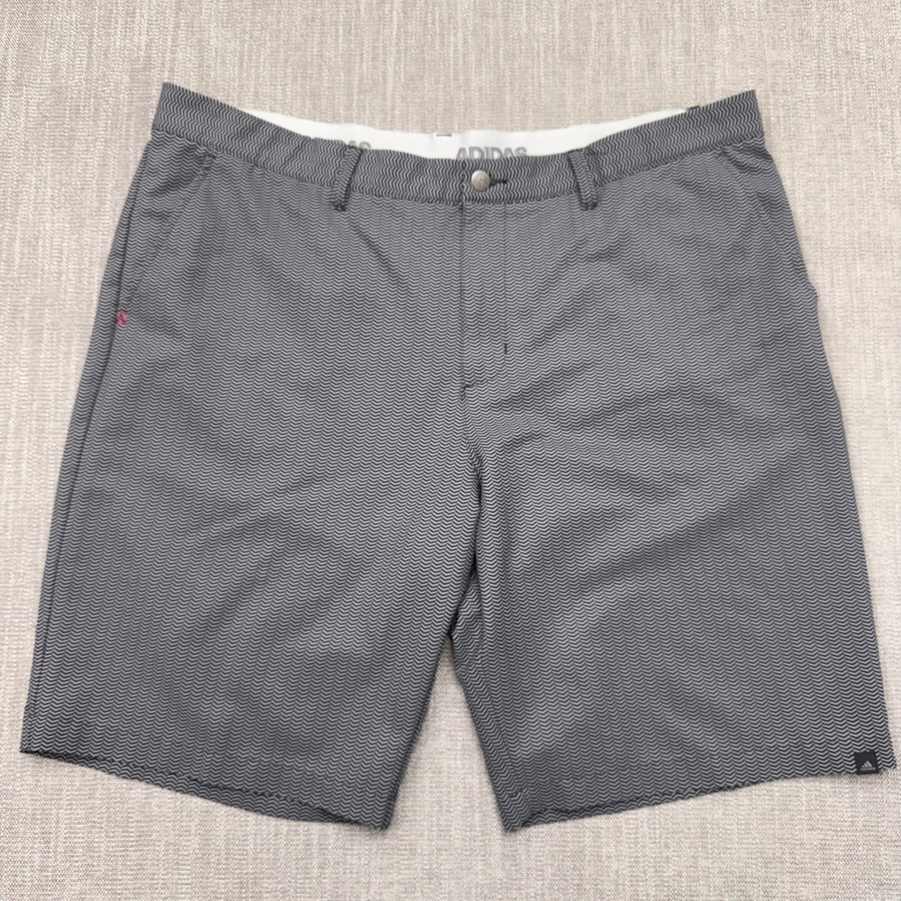 Adidas Golf Shorts Mens 42 Gray Herringbone Pink Stretch BC5311 Performance